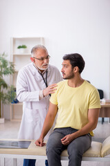 Young male patient visiting old male doctor