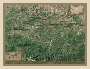Gabrovo, Bulgaria. High-res satellite. Labelled points of cities