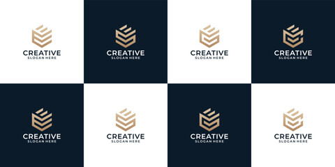 Set of creative monogram initial letter a-z. modern minimal logo design template.