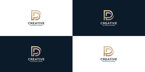 Set of abstract initial letter D P logo template. geometric icons for business of fashion, sport, automotive.