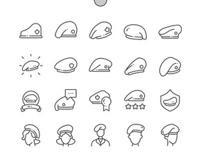 Military beret. Army cap. Soldier hat. Pixel Perfect Vector Thin Line Icons. Simple Minimal Pictogram