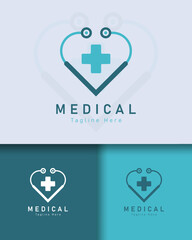 Medical health logo design on different colored background