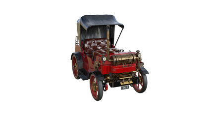 3D model of an old car rendered in different angles isolated on transparent background. 3D Rendering, 3D Illustration, PNG.