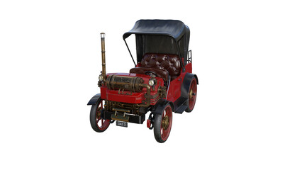 Fototapeta na wymiar 3D model of an old car rendered in different angles isolated on transparent background. 3D Rendering, 3D Illustration, PNG.