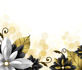 transparent border illustration with elegant flower decoration