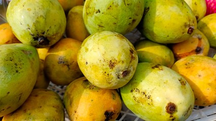 Gedong mango is green, bright orange and the texture of the flesh is soft