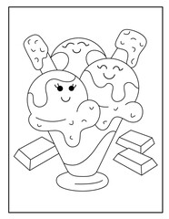 Cute ice cream coloring page