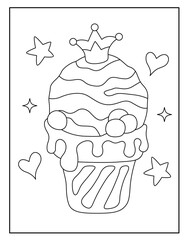 Cute ice cream coloring page