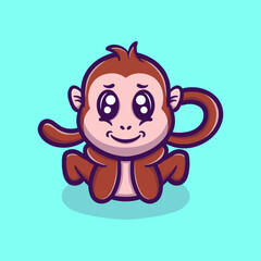 cute monkey vector icon illustration