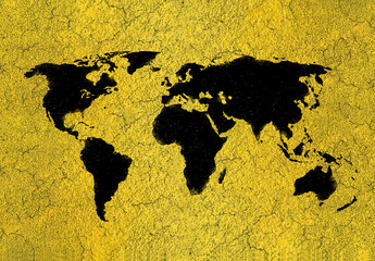 World Map on cracked road texture. 3D Illustration