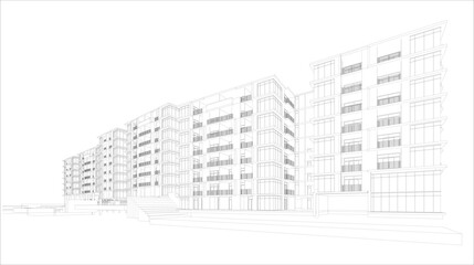 Fototapeta premium 3d wireframe of building. sketch design.Vector