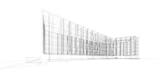 3d wireframe of building. sketch design.Vector