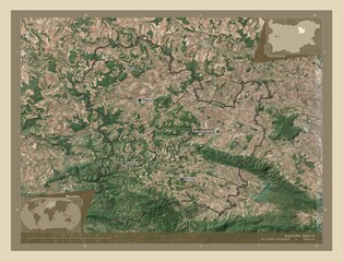 Targovishte, Bulgaria. High-res satellite. Labelled points of cities