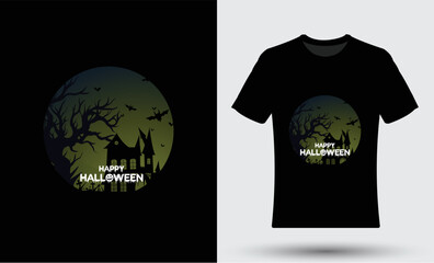 Modern trendy t-shirt design with happy halloween illustration