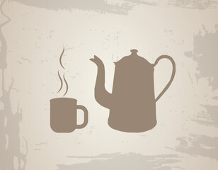 coffee pot and mug for coffee or tea