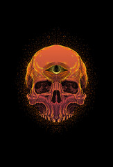Skull with eye vector illustration