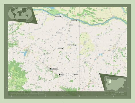 Vratsa, Bulgaria. OSM. Labelled points of cities