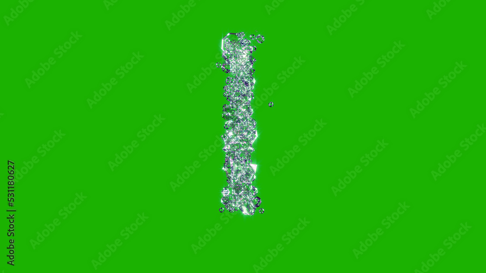 Poster lighting clear brilliants font - letter i on chroma key screen, isolated - object 3d rendering