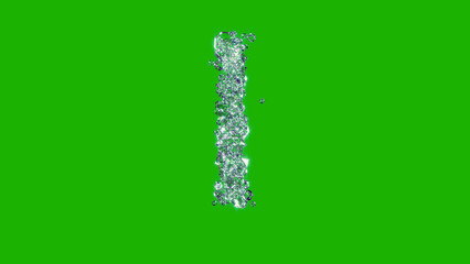 lighting clear brilliants font - letter I on chroma key screen, isolated - object 3D rendering