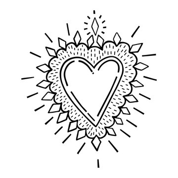 Sacred Heart love Folk Art Illustration Hand Made vector