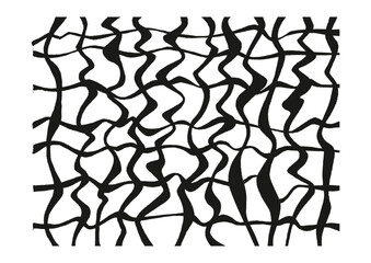 Black mesh wave lines art. Black and white color. Hand drawn doodle mesh.