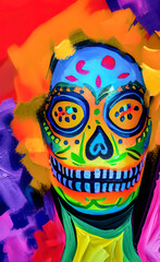 Catrina Mexicana multicolor para día de muertos o el día de los muertos, creada usando Inteligencia Artificial