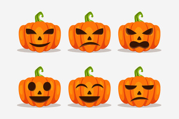 halloween pumpkin with different expression illustration