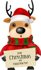 Cute reindeer santa claus cartoon character.