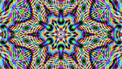 Abstract textured luminous multicolored Kaleidoscope mandala