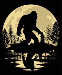 Bigfoot hiking vector t-shirt design vintage