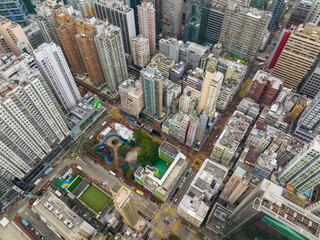 Fototapeta na wymiar Mong kok, Hong Kong Top view of Hong Kong city