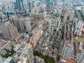 Fototapeta na wymiar Shenzhen, China, Top view of shenzhen futian district