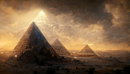 pyramids of giza artistic rendition - obrazy, fototapety, plakaty