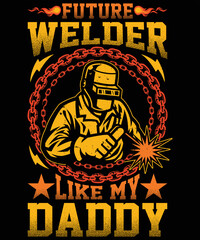 Welding vintage sunset vector silhouette shirt design