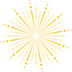 Star shape gold fireworks explosion pattern