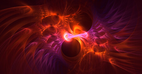 3D rendering abstract red fractal light background