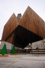 City Pavilion near Emile Braunplein , beautiful architecture in old towns of Ghent during autumn , winter cloudy day : Ghent , Belgium : November 30 , 2019