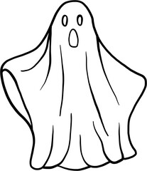 simplicity halloween ghost freehand drawing flat design.