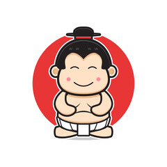 Cute sumo mascot character cartoon icon logo illustration