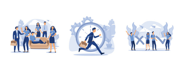 search friends, time is running out, filling completed not completed, set flat vector modern illustration