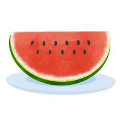 スイカ　手描きイラスト