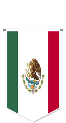 Mexico flag in soccer pennant, various shape.
