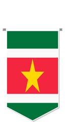 Suriname flag in soccer pennant, various shape.