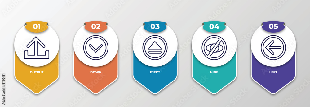 Poster infographic template with thin line icons. infographic for interface concept. included output, down,