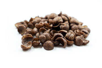 Chocolate cereal for breakfast which is usually added with milk