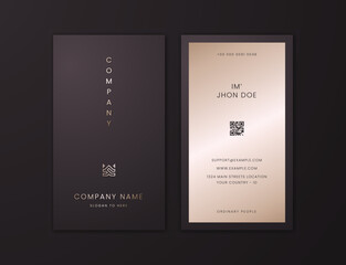 Dark Brown Elegan Vertical Business Card Editable Template