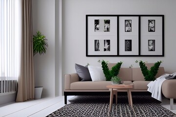 design modern living room with frames 