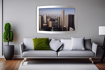 design modern living room with frames 