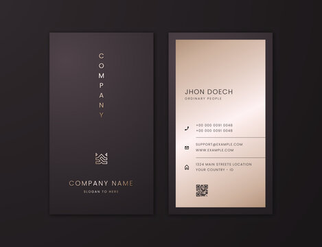 Dark Brown Elegan Vertical Business Card Editable Template