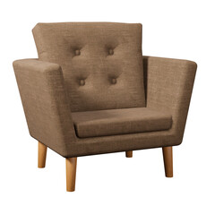 Brown fabric armchair seat with wooden leg 3d rendering modern interior design for living room